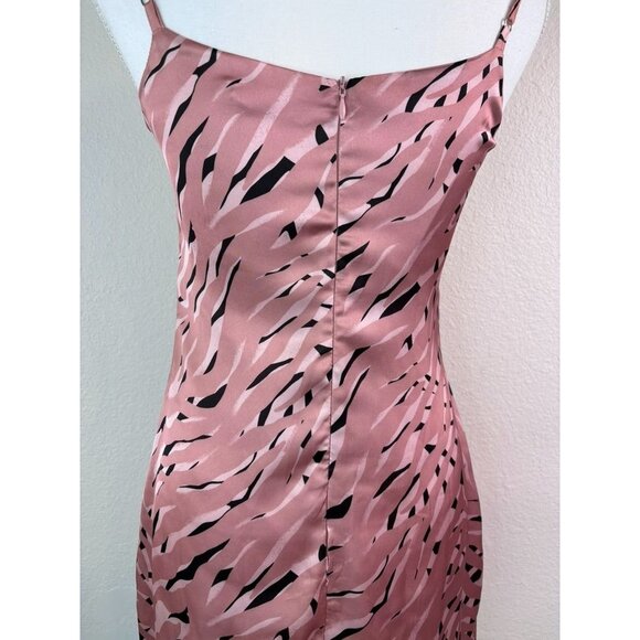 Storia women's small dusty pink zebra print satin slip cami mini dress - Picture 7 of 10